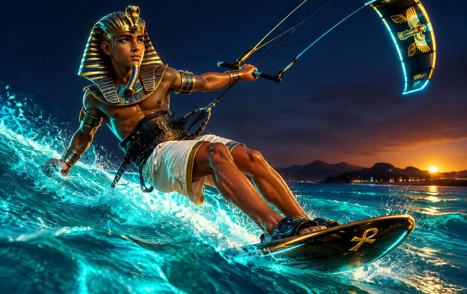 King Tut kite surfing the Red Sea